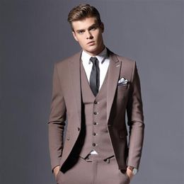 Brand Mens Suit Jacket Formal Business Blazer Men Groom Three Pieces Slim Fit Party Clothing Single Button Wedding Dress302R