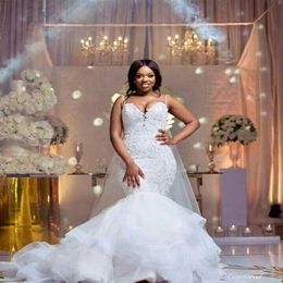 2020 Nigerian African Plus Size wedding Dresses Half Long Sleeves Top Lace Sweep Train Maid Of Honour Evening Gowns Cheap297p
