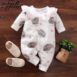 Rompers ZAFILLE Hedgehog Rabbit Girls Sleepwear For borns Bodysuits Cotton Baby Girls Overalls For Children Summer Kids Baby Rompers 230720