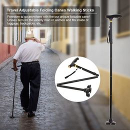 Travel Adjustable Folding Canes Walking Sticks with LED Light Mobility Aids Cane for Arthritis Seniors Disabled Elderly291s
