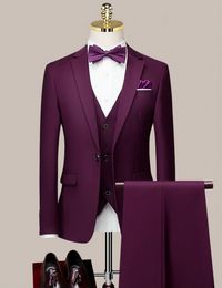 Brand New Illusion red Men Wedding Dress Notch Lapel Slim Fit Groom Tuxedos Popular Dinner/Darty Dress 3 Piece Suit Jacket Pants Tie Vest 0637