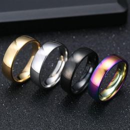 Bulk lots 100pcs Mix lot GOLD SILVER BLACK RAINBOW 6mm Stainless Steel Wedding Rings Simple Band Engagement Rings Unisex 292x
