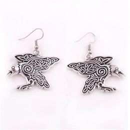 HY095 Nordic viking vintage Raven earrings talisman animals charm necklaces crow amulet pendant earrings with spirals accessories 2790