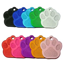 Dog Collars Leashes Wholesale 100Pcs Custom Dog Tags Personalised 3D Pet Dog Collar Accessories Engraved Cat Puppy ID Tag Paw Name tag Pendant plate 230719