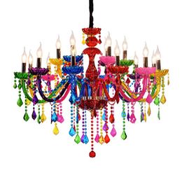 Colourful Crystal Chandelier Bar Candle Crystal Lamp European Engineering Lamp Cafe Chandelier Living room dining room crystal chan218d