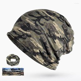 Berets Men's Five Pointed Star Camouflage Camo Army Pile Hat Winter Plush Beanie Multifunction Cap Skullies Scarf Summer Thin Bonnet
