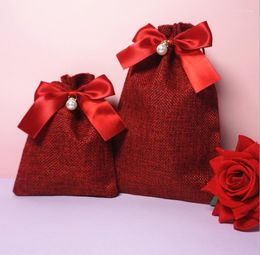 Gift Wrap 20Pcs/Lot Drawstring Natural Burlap Bag Jute Bags Multi Size Jewellery Packaging Wedding With Candy