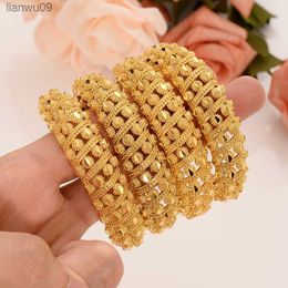 Gold plated cuff Bangle for Women Dubai Bride Wedding Ethiopian Bracelet Africa Bangle Jewelry Gold Charm Bracelet party gifts L230704