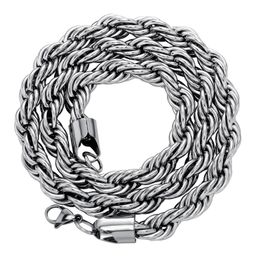 Color Never Fade 10mm 18/22inch Stainless Steel Twisted Rope Chain Necklace for Men Women Fashion Jewelry Gift