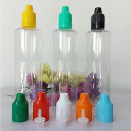 450pcs/Lot Colorful Childproof Tamper Caps 120ml E Liquid Clear Empty Bottles PET Plastic Bottles 120 ml For Oil Ejuice Container Qjrgg