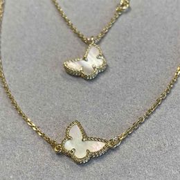 2021 New arrival V gold material butterfly shape bracelet and necklace with white shell for women engagement Jewellery gift shi2521