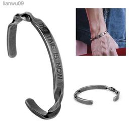Now it's time for alphabet Bracelet men's and women's hiphop accessories alloy cuff bracelet inspiration Jewellery gift L230704