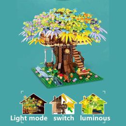 Blocks Modern Fallen Leaves Light Autumn Treehouse Building Blocks Classic Model Sets Bricks Kids Kits For Boys Toys Children