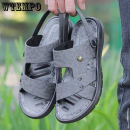 Sandals WTEMPO High Quality Rubber Sole Men's Sandals Men Beach Shoes Men's Slippers Anti-slip Wear-resistant Sandals Flat Hand Suture L230720