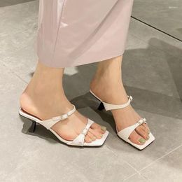 Slippers Low Heels Summer Casual Shoes Women Party 2023 Open Toe Fashion Flip-flops Designer Dress Sandals Lady Slides