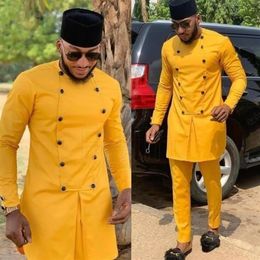 Men's Suits & Blazers Yellow African Suit Traditional Senator Tuxedo Groom For Men Wedding Mens Blazer Jacket 2pcs Coat Pants246f