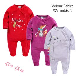 Rompers Winter Baby Rompers Velvet Warm Clothes Boys Pyjamas Velour Girls Roupas Kids Menino Overalls Jumpsuit Costumes For 0-12M 230720