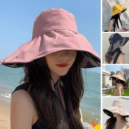 Wide Brim Hats Fisherman Hat Round Dome Vinyl Lining Women Sun Dressing Up Ruffle Basin Fashion Accessories