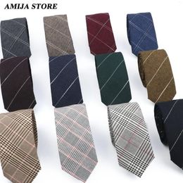 Bow Ties Slim Tie For Men Wedding Dress Shirt Necktie Fashion Plaid Skinny Cotton Handmade Cravate Narrow Business Suit Accessories