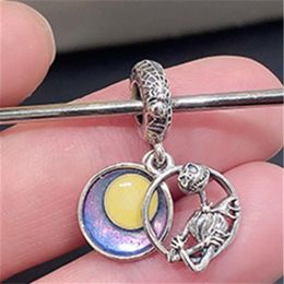 DIY Loose Bead 925 Sterling Silver Nightmare Before Christmas Double Dangle Charm Fits European Pandora Jewelry Bracelet Necklaces240V