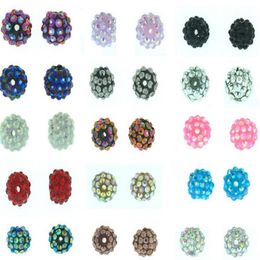 100 pcs lot 10mm 12mm White mixed multicolor Chunky Epoxy Resin Rhinestones Ball Beads shamballa Basketball wive Bead bracelet Fin310r