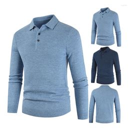 Men's Sweaters Winter Turn-down Collar Knitted Pullovers Men Solid Colour Casual Male Sweater Long Sleeve