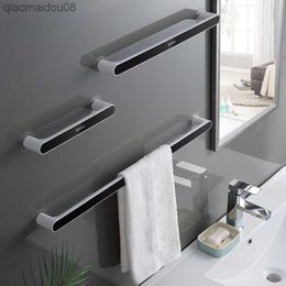 Self-adhesive Towel Holder Rack Wall Mounted Towel Hanger Bathroom Organizer Towel Bar Shelf Bathroom Hook Kitchen Wipes Hanging L230704