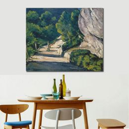 Landscape Art Canvas Reproduction Road with Trees in the Rocky Mountains Paul Cezanne Painting Handcrafted Modern Decor