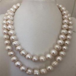 Gorgeous 12-13mm South Sea white pearl necklace 925 silver276E