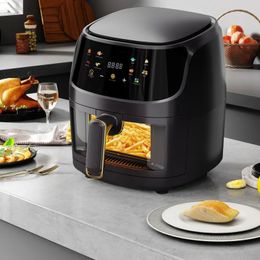 1pc Air Fryer Oven Combo, 5.7QT Large Cooker With 8 One-Touch Savable Custom Functions, Nonstick And Dishwasher-Safe Detachable Square Basket With Window,