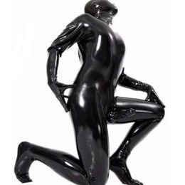 Men's G-Strings Men Male Latex PVC Catsuit Plus Size 3XL Sexy Wetlook Faux Leather Night Club Full Bodysuit Gay Fetish Erotic299O