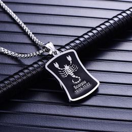 12 constellation silver necklace mens chains pendants stainless steel male accessories gold chain necklace jewelry on the neck226B