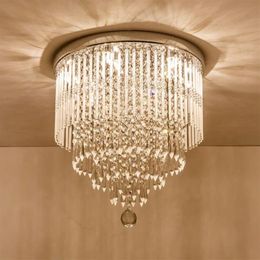 Modern K9 Crystal Chandelier Lighting Flush mount LED Ceiling Light Fixture Pendant Lamp for Dining Room Bathroom Bedroom Livingro269J