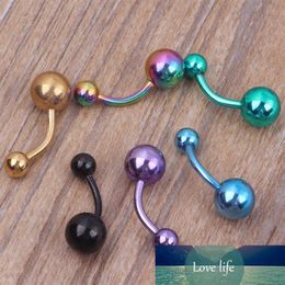 wholes 100pcs lot mix 7 Colours stainless steel Plated Titanium body piercing Jewellery navel Bar belly button ring245V