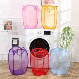 Storage Baskets Folding Laundry Basket PopUp Open Mesh Laundry Dirty Sorting Storage Hamper Kids Toys Sundries Home Organiser For College Dorm R230720