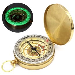 Brass Pocket Compass Sports Camping Hiking Portable Brasss Pockets Fluorescence Compasss Navigation Campings Tools