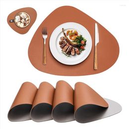 Table Mats Placemats And Coasters 4 Sets Washable Plastic Round Decoration Dining Brown Grey