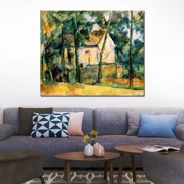 Modern Hand Painted Abstract Canvas Art House and Trees 1894 Paul Cezanne Oil Painting Home Decor for Bedroom