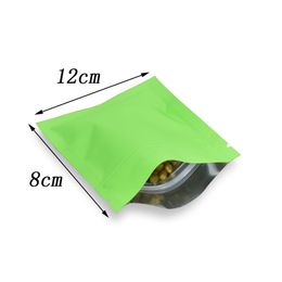 8 12cm Matte Green Heat Sealable Food Smellproof Zip Lock Package Mylar Pouches Zipper Coffee Tea Package Aluminium Foil Bag with T2276