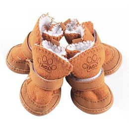 Dog Apparel Autumn Winter Pet Boots Shoes Warm Protection Khaki M199Q