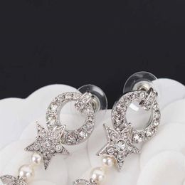 Top quality drop earring with diamond and pearl in platinum Colour for mother and girl friend Jewellery gift PS3549227e