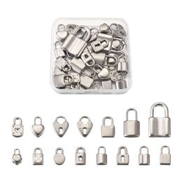 Charms 30pcs Box Stainless Steel Heart Padlock Dangle Lock Pendants For DIY Bracelets Necklaces Jewellery Crafts Keyhcian Making322Y