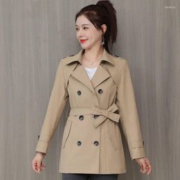 Women's Trench Coats Short Windbreaker Slim 2023 Spring Autumn Jackets Bow Belt Temperament British Small Double Breasted Tide