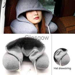 Seat Cushions Travel Pillow Hooded UShaped Pillow Cushion Car Office Airplane Head Rest Neck Pillow Travel Pillow Accessories x0720