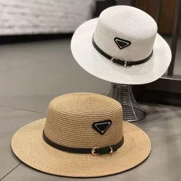 Casual women wide brim hats bucket hats designer cap solid color fitted wide cap woven wide-brimm hat summer sun protection hat outdoor flat-top visor straw hats