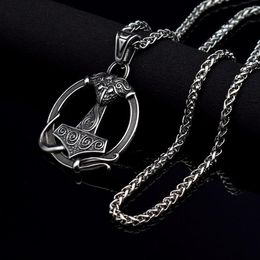 Pendant Necklaces Viking Hammer Necklace For Men Stainless Steel Simple Cool Vintage Style Jewellery Celtics Stuff282k