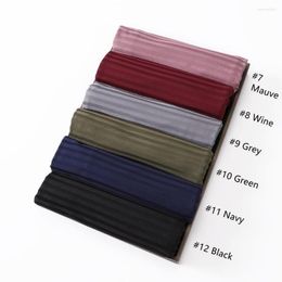 Scarves Premium Plain Jersey Hijab Scarf Women Ribbed Cotton Stretchy Shawl Muslim Islamic Bandana Headband 175X70CM