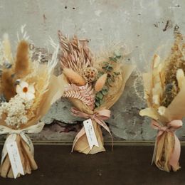 Decorative Flowers Small Natural Dried Pampa Grass Bouquet Babysbreath Gifts For Mother's Day Valentine's Home Boho Decor