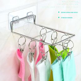 Hangers 8 Clips Wall-mounted Drying Rack Easy To Instal With No Dirlling For Balcony Organizadores Organiseurs De Rangement Organisers