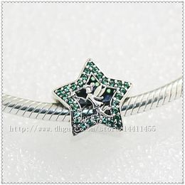 New 925 Sterling Silver Tinker Bell Star Charm Bead with Teal Cz Fits European Style Jewellery Bracelets Necklace & Pendants311I